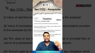 Sec 172  Perquisite cainter taxation taxbasics cma [upl. by Jeddy]