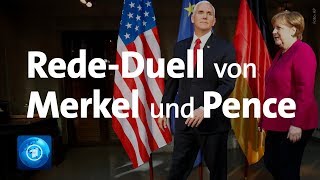 Merkel und Pence im RedeDuell auf der Münchner Sicherheitskonferenz [upl. by Andie]