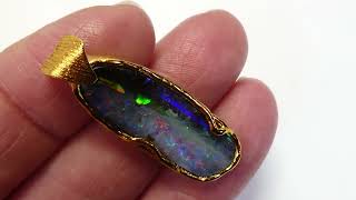 Opal Anhänger bunt solider Boulder Opal Australien Goldschmiede Kurzmann Design [upl. by Idnar821]