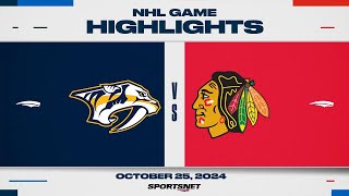 NHL Highlights  Predators vs Blackhawks  October 25 2024 [upl. by Hill]