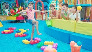 Kids Competition Stacking Wall Cups Kids Play Jumping move Balls Song Children [upl. by Arahd]