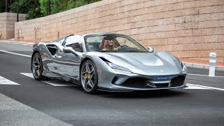 Ferrari F8 Spider Driving on the Road in Monaco [upl. by Bogusz]