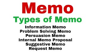 Memo Types of Memo Memo and its Types in English Memo Writing in English [upl. by Wurst294]