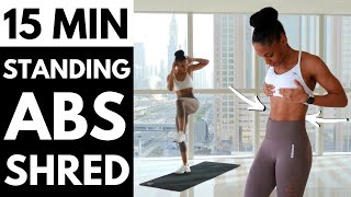 NO JUMPING STANDING ONLY ABS WORKOUT  FLAT STOMACH TOTAL CORE 🔥 [upl. by Madelin980]