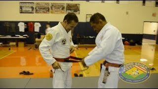 Rickson Gracie putting RedBlack belt on Pedro Sauer [upl. by Birchard]