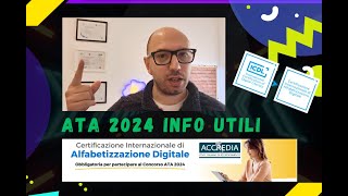 GRADUATORIE ATA TERZA FASCIA 2024  SEI IN REGOLA CON LALFABETIZZAZIONE DIGITALE Info utili [upl. by Menides]