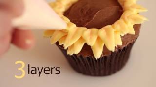 Zoe Clarks Piped Buttercream Sunflower Cupcake  Project Cupcake Craftsy Cake Decorating [upl. by Lipps]