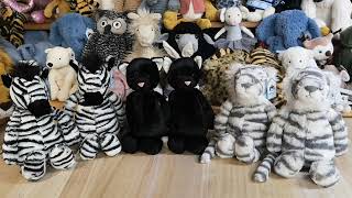 Jellycat Bashful Black Kitten Zebra and Snow Tiger [upl. by Waechter]