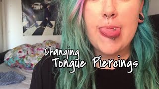 Changing Piercings Tongue Rings [upl. by Scotney474]