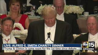 Donald Trump slams Hillary Clinton at Alfred E Smith dinner  Largest crowd of the season [upl. by Lanrev]