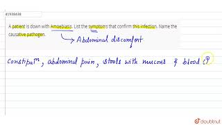 A patient is down with Amoebiasis List the symptoms that confirm this infection Name the cau [upl. by Hannahc]