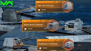 Bofors M42 152mm VS TMF 155mm VS KoalitasiyaF 152mm  Cannon Comparison  Modern Warships [upl. by Yhprum200]