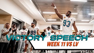 Listen in on the VICTORY SPEECH from Mike McDaniel and Calais Campbell l Miami Dolphins [upl. by Eiresed34]