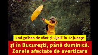 Cod galben de vânt şi vijelii în 12 judeţe şi în Bucureşti până duminică [upl. by Schober430]