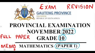 Mathematics Grade 10 NOVEMBER 2022 PAPER 1 Memo mathszoneafricanmotives [upl. by Winston]