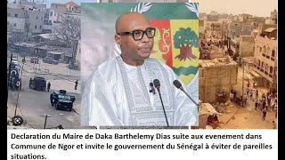 Declaration de Maire de Dakar Barthelemy Dias suite aux evenement dans la Commune de Ngor  Direct [upl. by Manuel746]