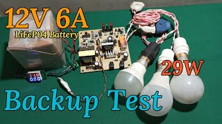 12V 6Ah LiFeP04 Battery Backup Test\12V 6Ah Battery Backup Test Use 3 LED Bulb [upl. by Reffotsirhc]