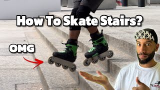 How To Skate Stairs On Rollerblade for beginners [upl. by Nancey909]