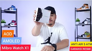 LAYAR AMOLED GARANSI RESMI UNBOXING REVIEW MIBRO X1 SMARTWATCH MURAH BERKUALITAS 2022 [upl. by Price]