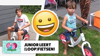 😀 JUNIOR leert FIETSEN op een LOOPFIETS 🚲  681 [upl. by Eegnat]