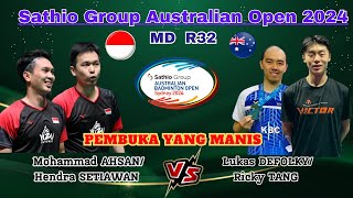 Mohammad AHSANHendra SETIAWAN INA vs Lukas DEFOLKYRicky TANG AUS  R32 Australian Open 2024 [upl. by Ainosal]