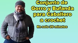 gorro a crochet para hombre  tejido  ganchillo  conjunto de bufanda y gorro [upl. by Olivero494]