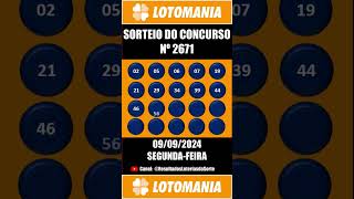 Resultado do Sorteio da Lotomania Concurso 2671 shorts resultadosloteriasdasorte [upl. by Anehta]