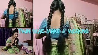 Twin Braid make amp working at home  Long Hair Maina [upl. by Atews]