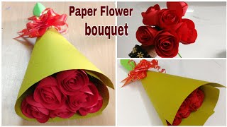 How To Make Paper Rose Flower Bouquet  DIY  Paper Craft [upl. by Htims656]