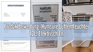 Produktbewertung Humsure Luftentfeuchter 12L Elektrisch Entfeuchter für 100m³20m² Luftentfeuch [upl. by Wynne843]