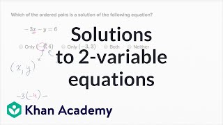 Checking ordered pair solutions to equations example 1  Algebra I  Khan Academy [upl. by Mirisola]