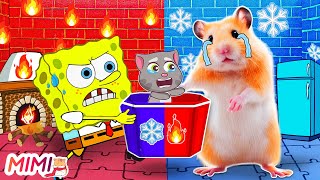 Hamster MiMi Story 🐁 Hot vs Cold Room Challenge With Hamster Mimi And Spongebob  HAMSTER WORLD MIMI [upl. by Hawker]