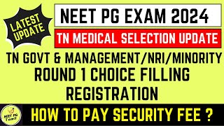 NEET PG 2024 TN Round 1 Registration amp Security Fee Payment Process mcc2024 neetpgtamil nbems [upl. by Hourigan]