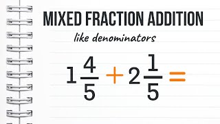 Mixed Fraction Addition  How to add mixed fractions with like denominators [upl. by Ardnnaed]