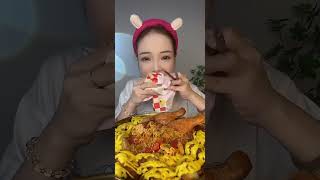 Stirfried noodle and chicken tasting show 볶음면과 치킨 시식쇼 LIN VLOG먹방 2069 [upl. by Lole]