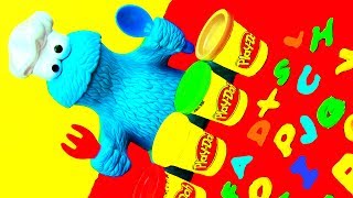 Play Doh Cookie Monster Learn ABCs Alphabet Playdough Sesame Street [upl. by Trainer]