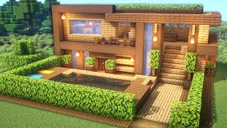 Minecraft Casa Perfecta para Survival  Tutorial Casa Minecraft de Madera Grande [upl. by Maite]