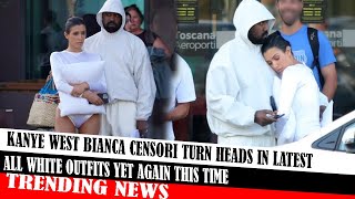 Kanye West Bianca Censori Turn Heads In Latest All White Outfits Yet Again This Time [upl. by Altaf]