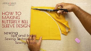 📌Butterfly bell sleeve design making 🦋easy Sleeves Cutting and Stitching sewing basics for beginners [upl. by Coridon150]