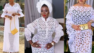 Fashionably Styled All White Lace Asoebi Styles Stunning AsoebiOwanbe Styles Lace Styles 2022 [upl. by Allerbag274]