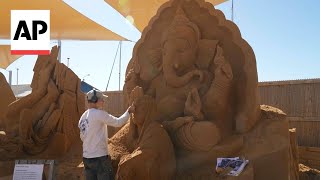 Sculptors show their creations at sand sculpture festival in Denmark [upl. by Hilton919]