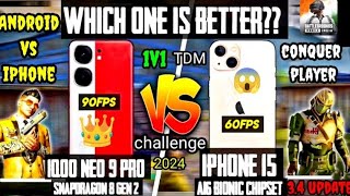 IQOO NEO 9 PRO vs iPhone 15 plus Aggressive1v1 Challenge  Android VS iPhone 60 VS 90 FPS🔥 2024 KING [upl. by Sanfred80]