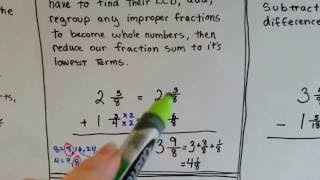 Grade 6 Math 34a Add and subtract mixed numbers [upl. by Llebanna]