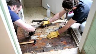 Asbestos Kitchen Floor Removal Demo4 [upl. by Enamrahs]