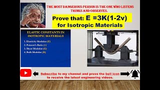 Prove that E 3K12ν for an Isotropic Material [upl. by Dardani]