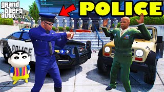 Franklin Police Force Biggest Fight With Military Chief In GTA 5  SHINCHAN and CHOP [upl. by Tavish]