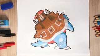 Lets Draw Gigantamax Blastoise  Pokemon  blastoise pokemon gigantamax swordshield letsdraw [upl. by Uriah866]