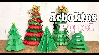 DIY 4 Arbolitos de navidad de papel  Brenda PE [upl. by Halli]