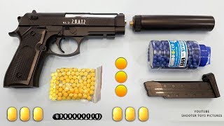 Realistic Beretta Toy Gun  Yellow Plastic Ball Bullet Airsoft BB Gun  Italian Military Toys [upl. by Atinauq389]