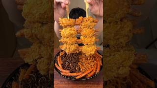 Fried Chicken Wings Wrapped In Spicy Strips Spicy Strips Noodles Mukbang Asmrasmrvideo shortvideo [upl. by Harol]